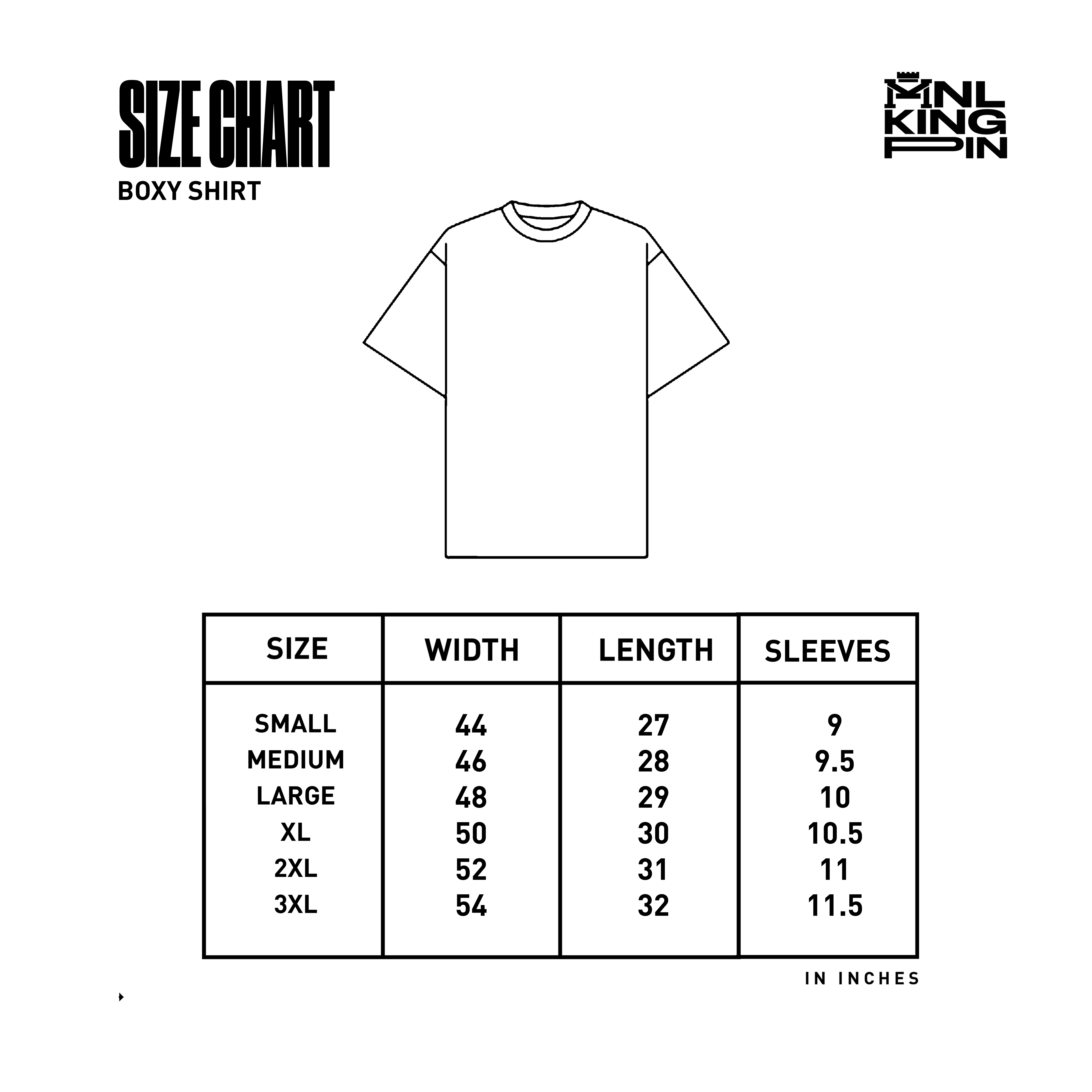 Boxy Shirt size chart